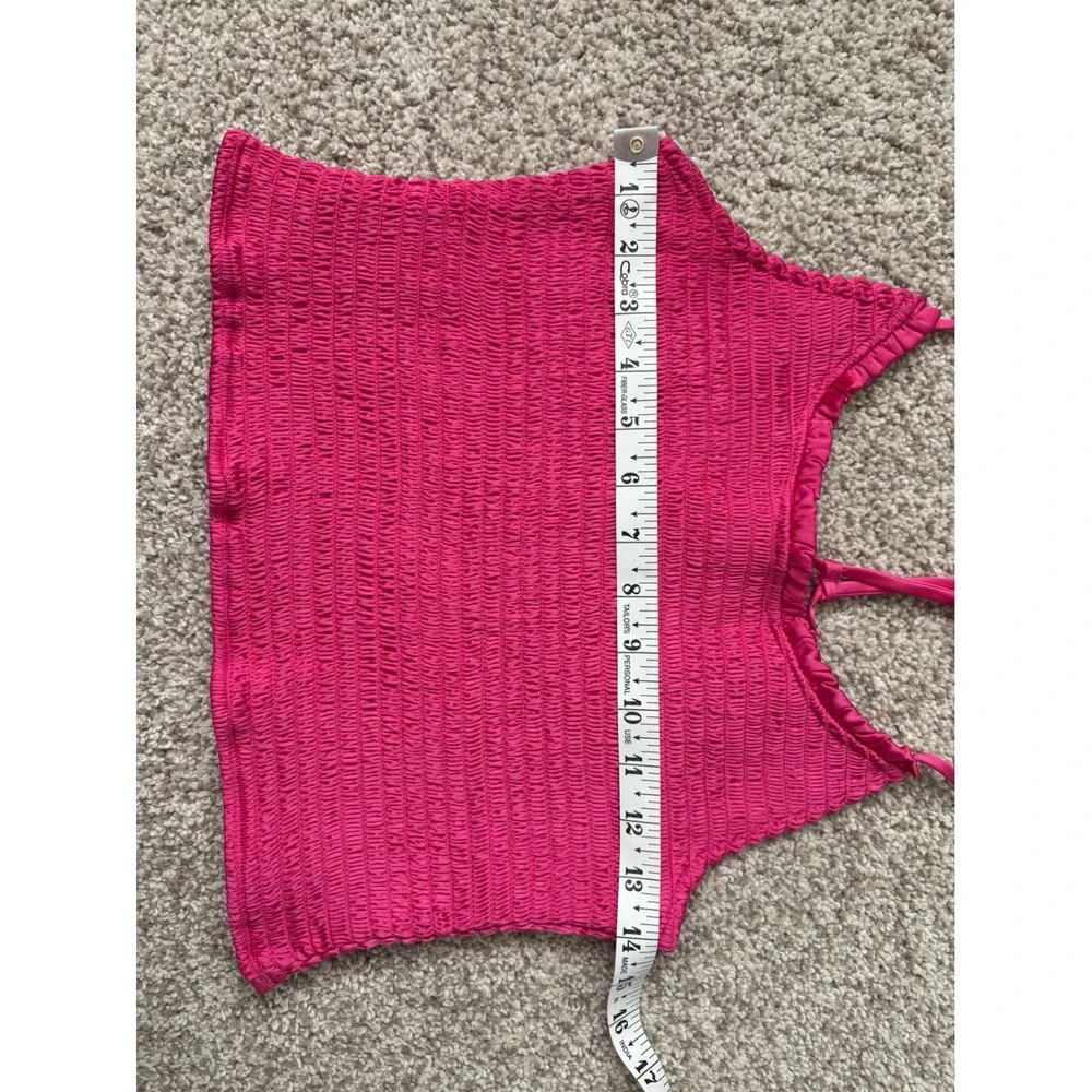 Intimately Free People Coquette Smocked Cami Top Magenta Pink Strappy Ruffle M